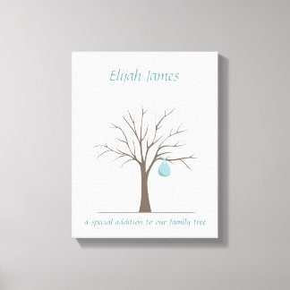Baby Fingerprint Tree – Blue Canvas Print