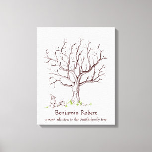 Baby Fingerprint Tree (Bunnies) Canvas Print