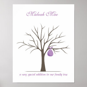 Baby Fingerprint Tree - Purple Poster