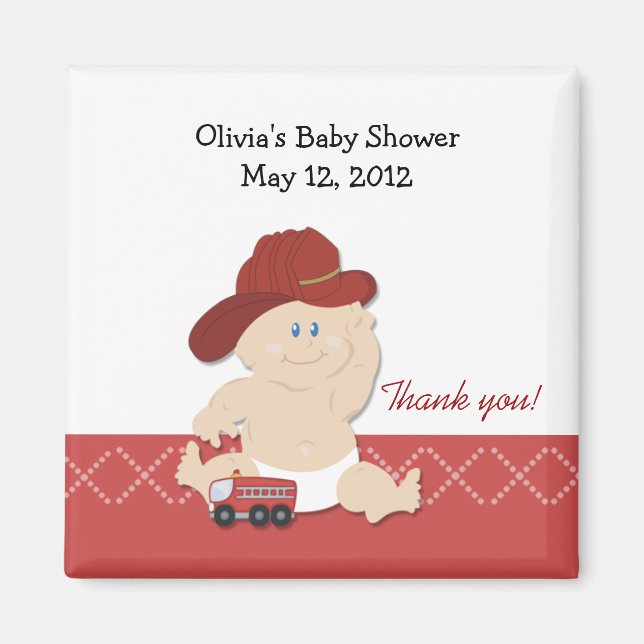 BABY FIRE FIGHTER Baby Shower Favour Magnet (Front)