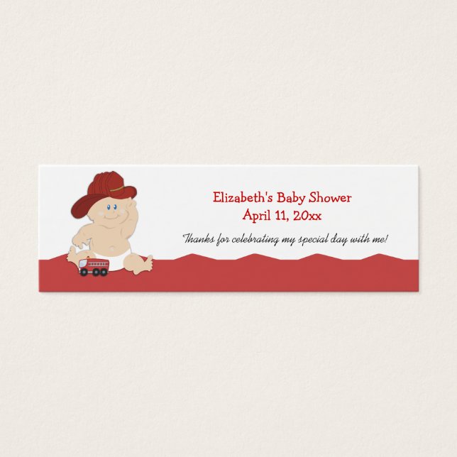 Baby Fire Fighter Customized Favour Tag Card (Front)