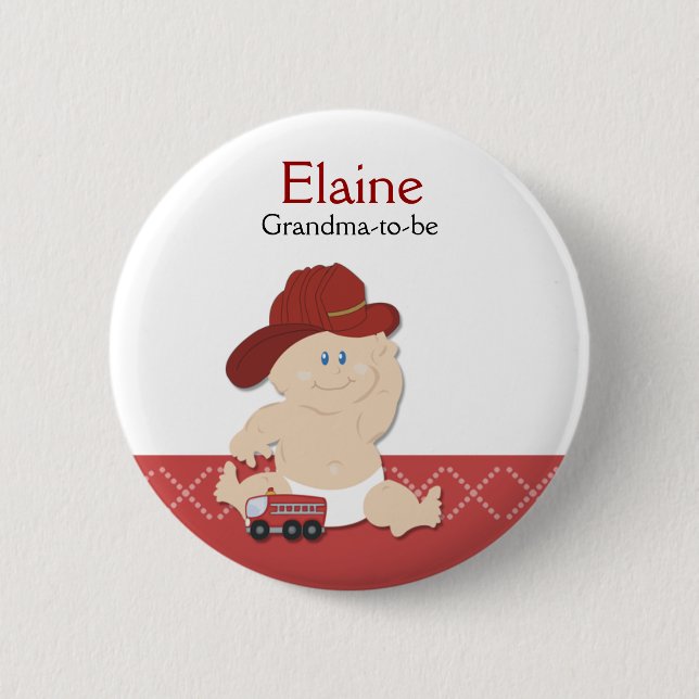Baby Fire Fighter NAME TAG Personalized Button (Front)