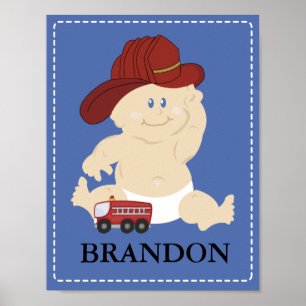 Baby FIRE FIGHTER Nursery Room Art Print Gift