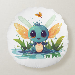Baby Firefly Dragon Round Pillow