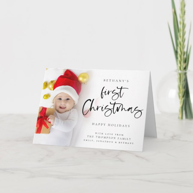 Baby First Christmas 6 Photo Holiday Card (Front)