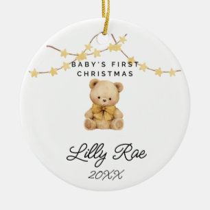 Baby First Christmas Animal Cute Teddy Bear Unisex Ceramic Ornament