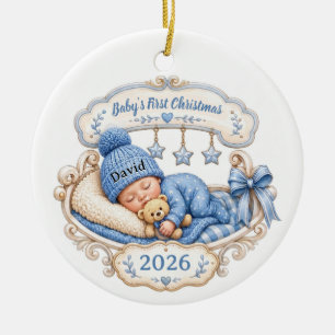 Baby First Christmas Boy Custom Name Ornament
