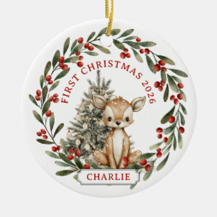 Baby First Christmas Ceramic Circle Ornament
