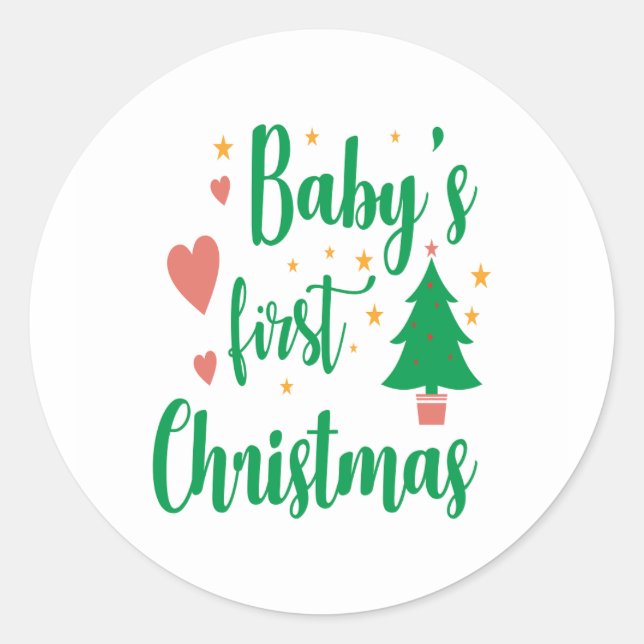 Baby first Christmas  Classic Round Sticker (Front)