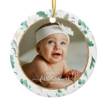 Baby First Christmas Custom Photo Watercolor