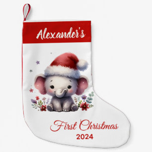 Baby first Christmas cute Elephant personalized Small Christmas Stocking