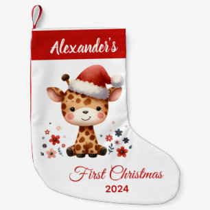 Baby first Christmas cute Giraffe personalized Small Christmas Stocking