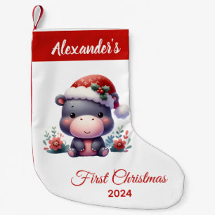 Baby first Christmas cute Hippo personalized Small Christmas Stocking