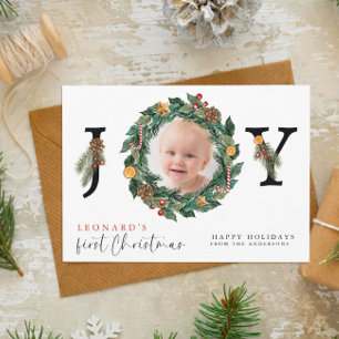 Baby First Christmas Elegant & Botanical Holiday Card