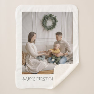 Baby First Christmas Family Photo Sherpa Blanket
