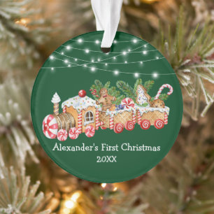 Baby First Christmas Gingerbread Feux de train