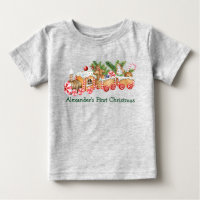 Baby First Christmas Gingerbread Train Candy Grey