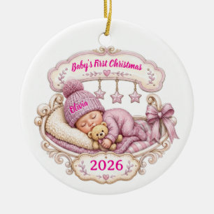 Baby First Christmas Girl Custom Name Ornament