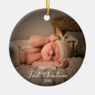 Baby First Christmas Photo Ceramic Ornament