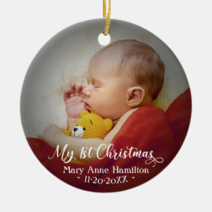 Baby First Christmas Photo Ceramic Ornament