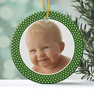 Baby' First Christmas - PHOTO FRAME Ceramic Ornament