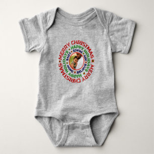 Baby First Christmas Photo Holiday Personalize Bodysuit