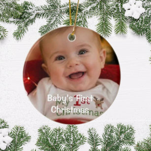 Baby First Christmas Photo Name Year  Ceramic Ornament