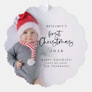 Baby First Christmas Photo Overlay 2026 Calendar Ornament Card