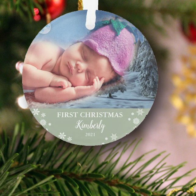 Baby first Christmas photo snowflakes Ornament (Creator Uploaded)
