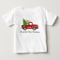 Baby First Christmas Red Truck Tree Moose