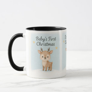 Baby first christmas reindeer cute cozy holiday mug