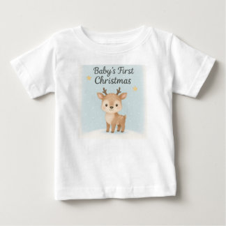 Baby first christmas reindeer cute festive family T-Shirt