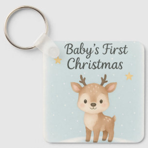 Baby first christmas reindeer cute tiny festive keychain