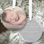 Baby First Christmas Snowflakes Stylish Chic Photo Ornament<br><div class="desc">Baby's First Christmas Whimsical Classic Calligraphy, Elegant And Stylish White Snowflakes Photo Ornament. Designed / original artwork by fat*fa*tin. Easy to personalize with your own text message, name, photo, or image. More editing features are available on the 'edit design' page. ·················································································································· www.zazzle.com/fat_fa_tin ······································································· www.zazzle.com/fatfatin_blue_knot ······································································· www.zazzle.com/fatfatin_red_knot ······································································· www.zazzle.com/color_therapy ······································································· www.zazzle.com/fatfatin_box...</div>