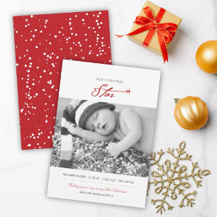 Baby First Christmas Star Birth Announcement Card