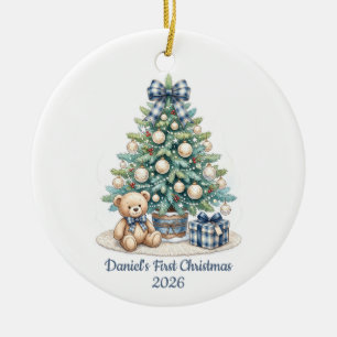 Baby First Christmas Teddy Bear Custom Ornament