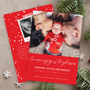 Baby First Christmas Tiny Kisses Cute Photo Card