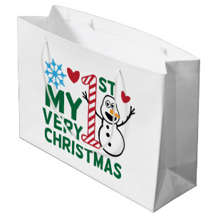 Baby first Christmas word art Large Gift Bag
