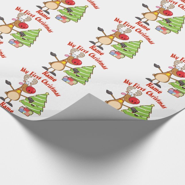 Baby FIRST Christmas WRAPPING Reindeer Custom Paper (Corner)
