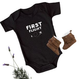 Baby FIRST FLIGHT,Cool Airplane, Travel,Cute Black Bodysuit