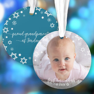 Baby First Hanukkah Stars Snowflakes Grandparents Ornament