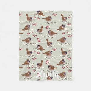 baby fleece Woodland birds fleece blanket