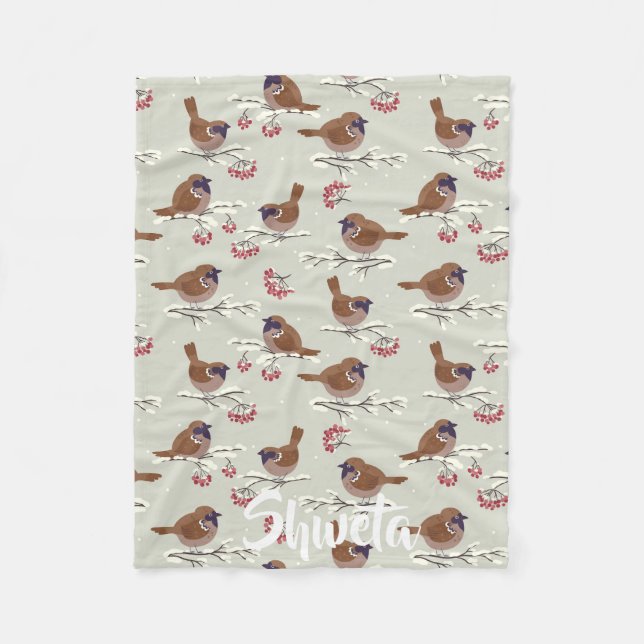 baby fleece Woodland birds fleece blanket (Front)