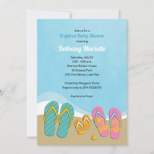 Baby Flip Flops Baby shower tropical Invitation