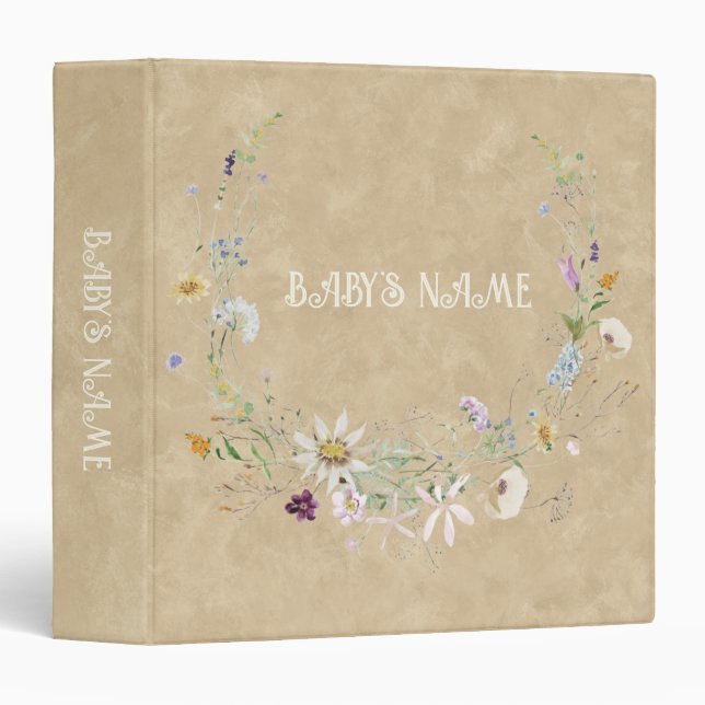 Baby Floral Boho Photo Album Customizable  Binder (Front/Spine)