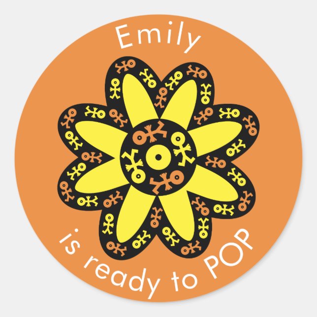 Baby Flower Icon Ready to POP Classic Round Sticker (Front)