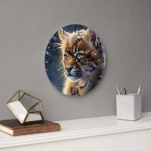 Baby Fluffy Jaguar, Large Clock