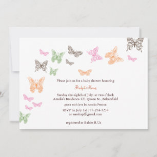 Baby Flutters Douche Invitation orange