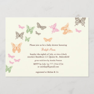 Baby Flutters Shower Invitation ivory