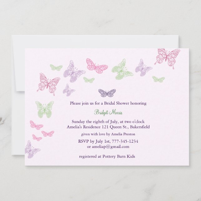 Baby Flutters Shower Invitation purple (Front)